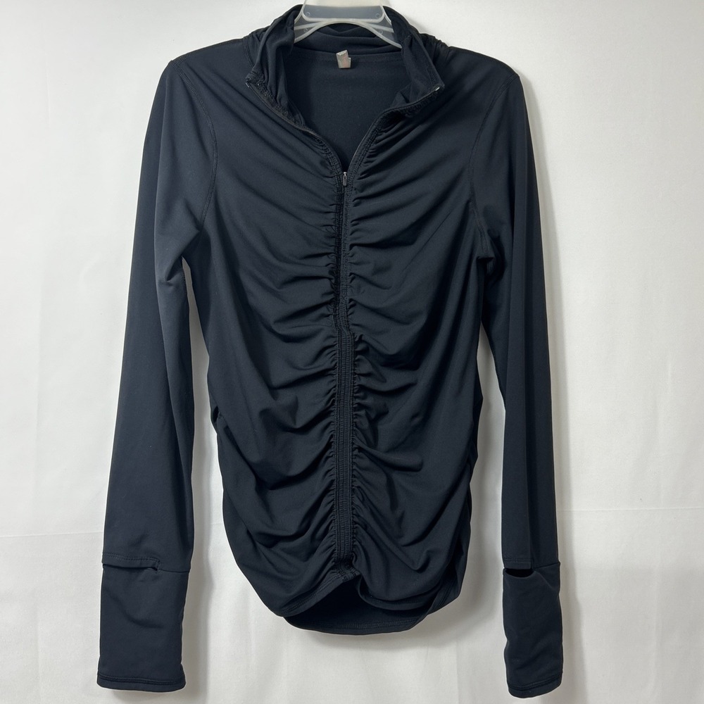 FP Movement Women's Free people Wonderland 1/2 Zip Ruched Black L Athleisure